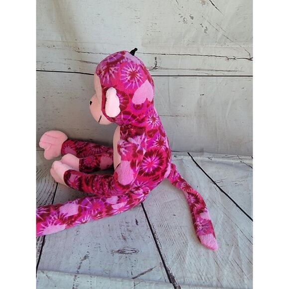 Hanging tie dye pink monkey Stuffed Animal Hook Loop Hands 16 Inches - Picture 5 of 8